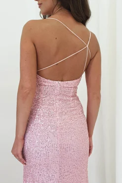 Sale Abella Sequin Maxi Gown | Baby Pink Lange Kleider|Maxikleider