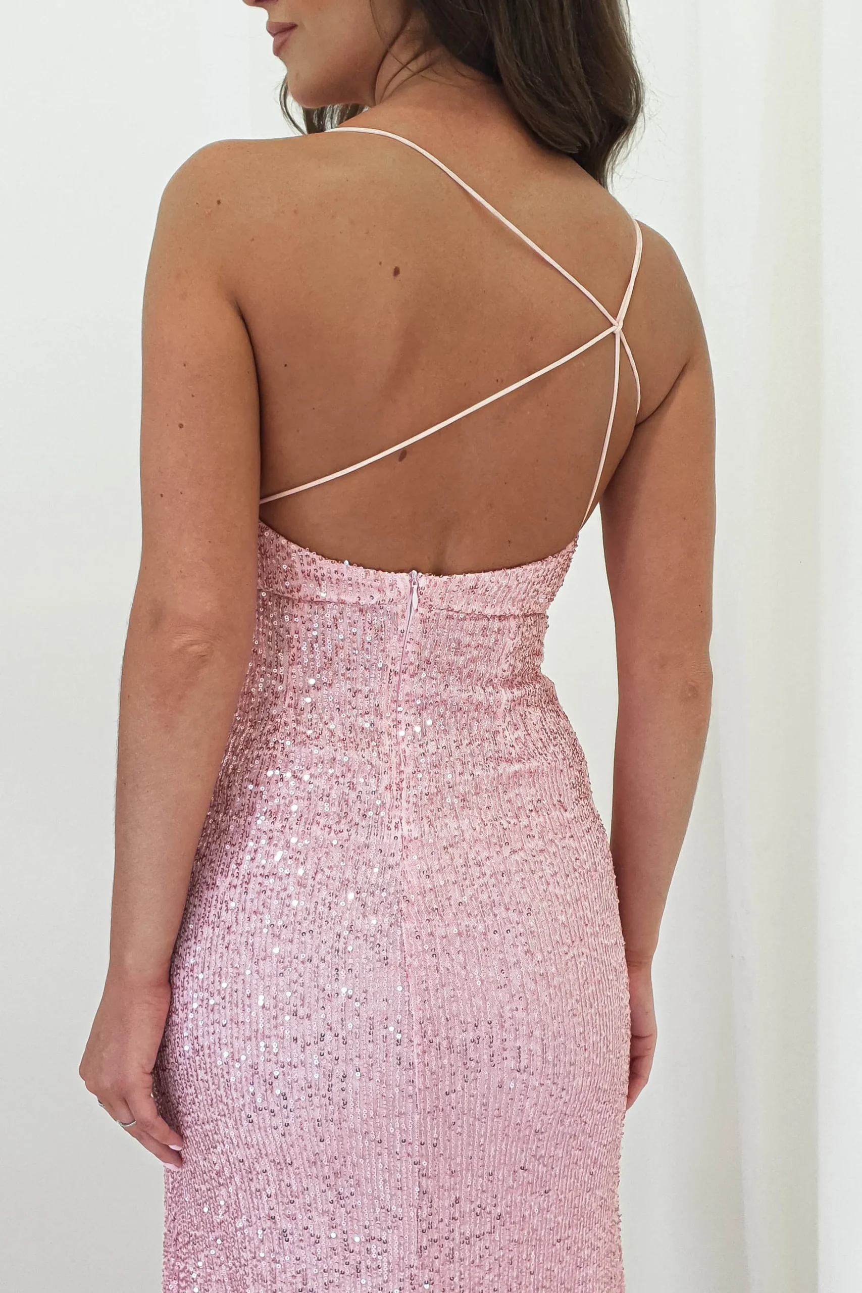 Sale Abella Sequin Maxi Gown | Baby Pink Lange Kleider|Maxikleider