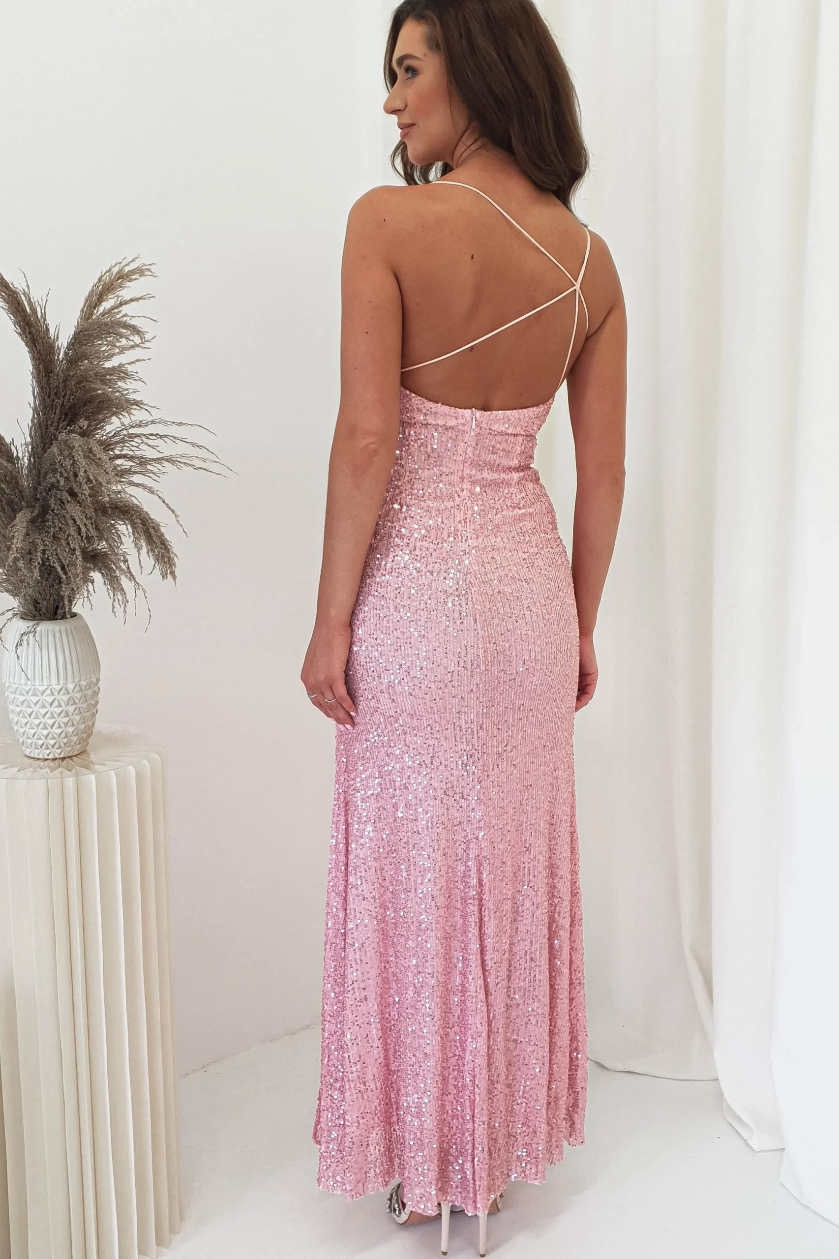 Sale Abella Sequin Maxi Gown | Baby Pink Lange Kleider|Maxikleider