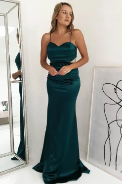 Sale Addison Satin Gown | Emerald Green Lange Kleider|Maxikleider