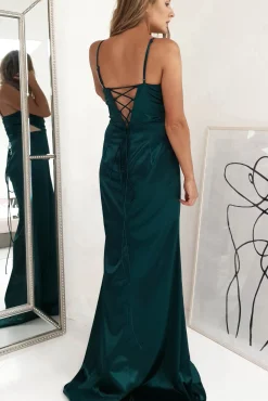 Sale Addison Satin Gown | Emerald Green Lange Kleider|Maxikleider