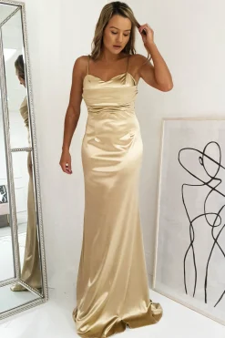Discount Addison Satin Gown | Gold Lange Kleider|Maxikleider
