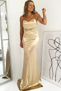 Discount Addison Satin Gown | Gold Lange Kleider|Maxikleider
