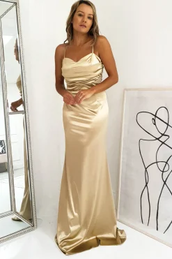 Discount Addison Satin Gown | Gold Lange Kleider|Maxikleider