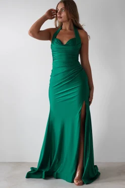 Fashion Adele Stretchy Halterneck Gown | Green Kleider Für Besondere Anlässe|Sommerkleider