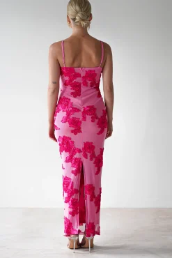 Discount Adora Floral Mesh Maxi Dress | Pink Lange Kleider|Maxikleider