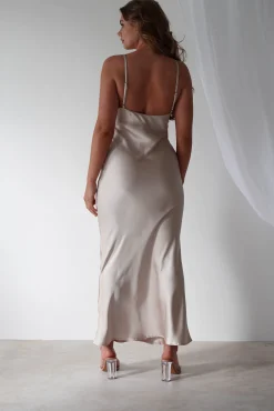 New Aimie Soft Satin Maxi Dress | Champagne Lange Kleider|Maxikleider