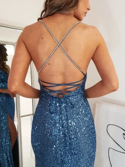 Best Alamour Sequin Luxe Gown | Lapis Blue Sommerkleider|Sommerkleider