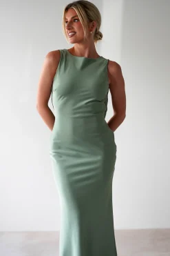 Outlet Alanna Soft Matte Satin Maxi Dress | Olive Lange Kleider|Maxikleider