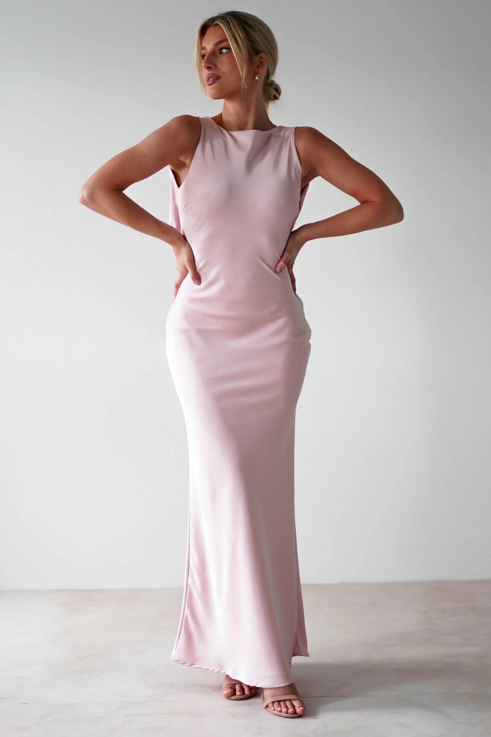 Fashion Alanna Soft Matte Satin Maxi Dress | Blush Pink Lange Kleider|Maxikleider