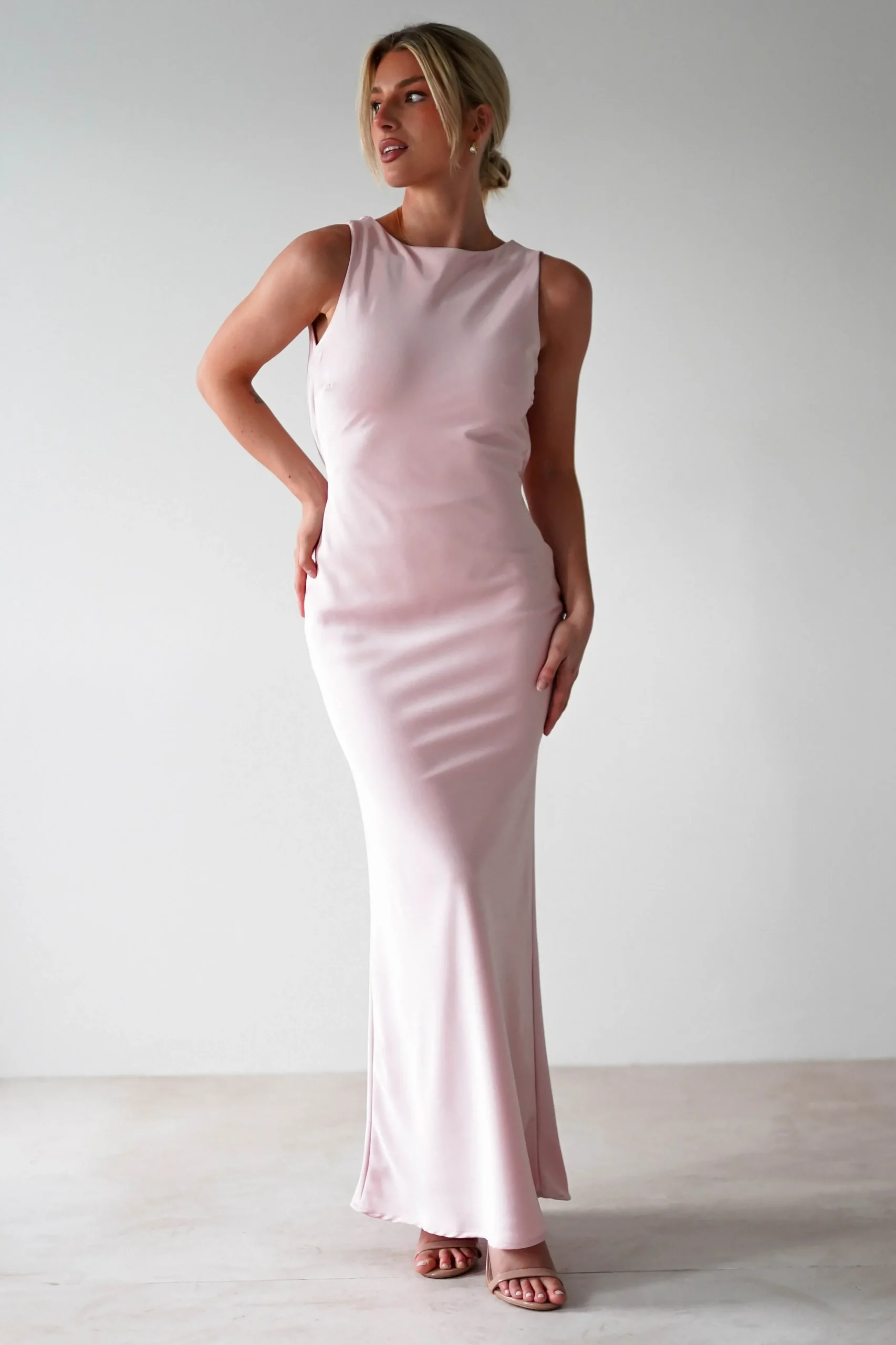 Fashion Alanna Soft Matte Satin Maxi Dress | Blush Pink Lange Kleider|Maxikleider