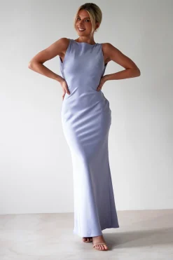 New Alanna Soft Matte Satin Maxi Dress | Periwinkle Blue Lange Kleider|Maxikleider