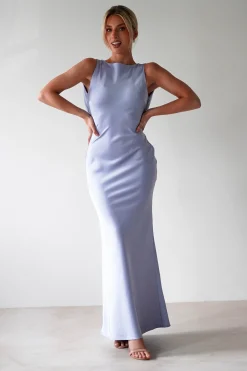 New Alanna Soft Matte Satin Maxi Dress | Periwinkle Blue Lange Kleider|Maxikleider