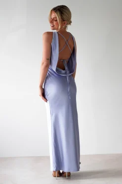 New Alanna Soft Matte Satin Maxi Dress | Periwinkle Blue Lange Kleider|Maxikleider