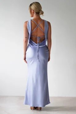 New Alanna Soft Matte Satin Maxi Dress | Periwinkle Blue Lange Kleider|Maxikleider