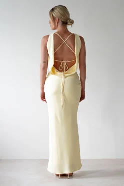 Sale Alanna Soft Matte Satin Maxi Dress | Yellow Lange Kleider|Maxikleider