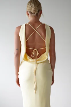 Sale Alanna Soft Matte Satin Maxi Dress | Yellow Lange Kleider|Maxikleider