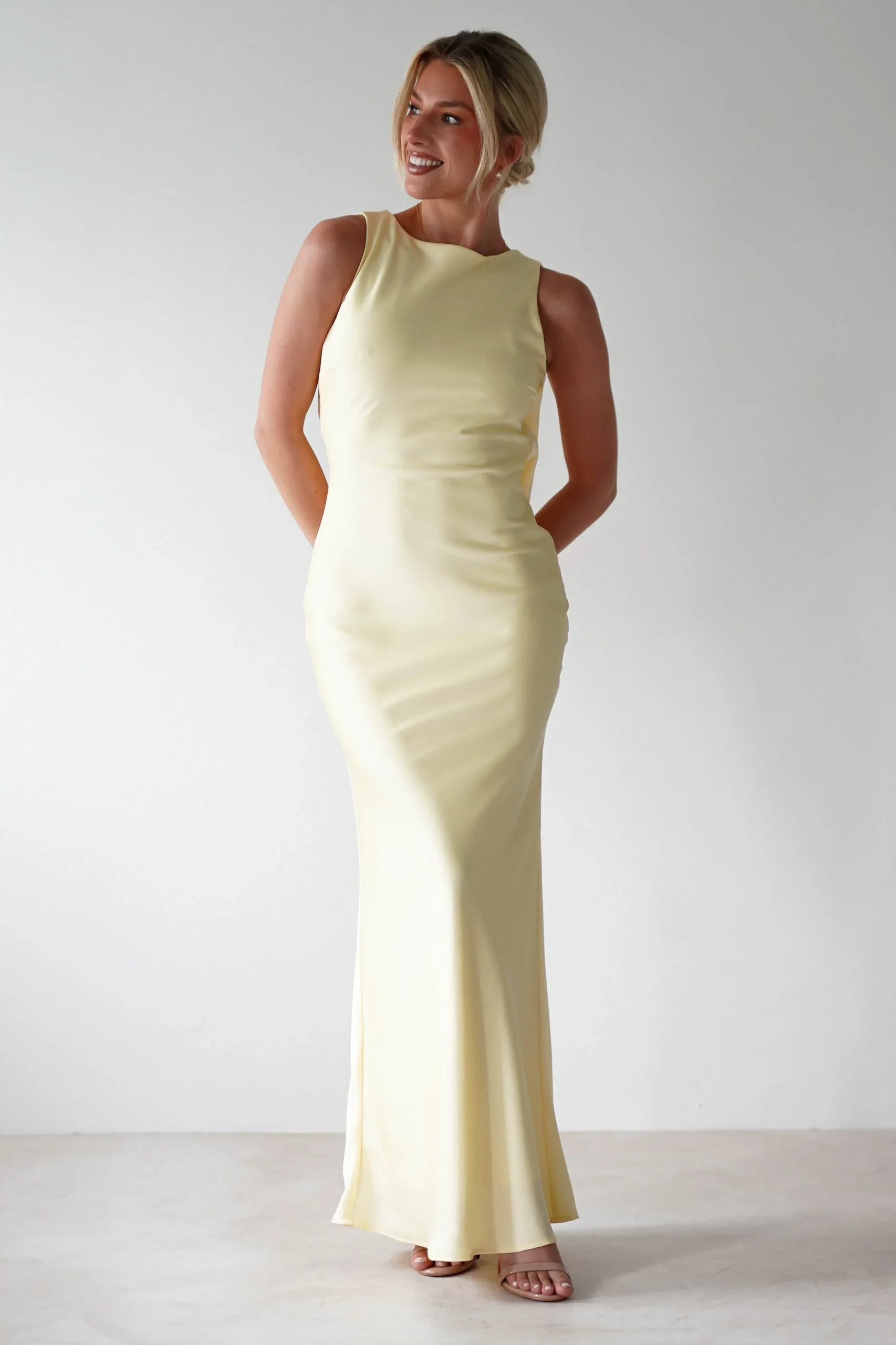 Sale Alanna Soft Matte Satin Maxi Dress | Yellow Lange Kleider|Maxikleider