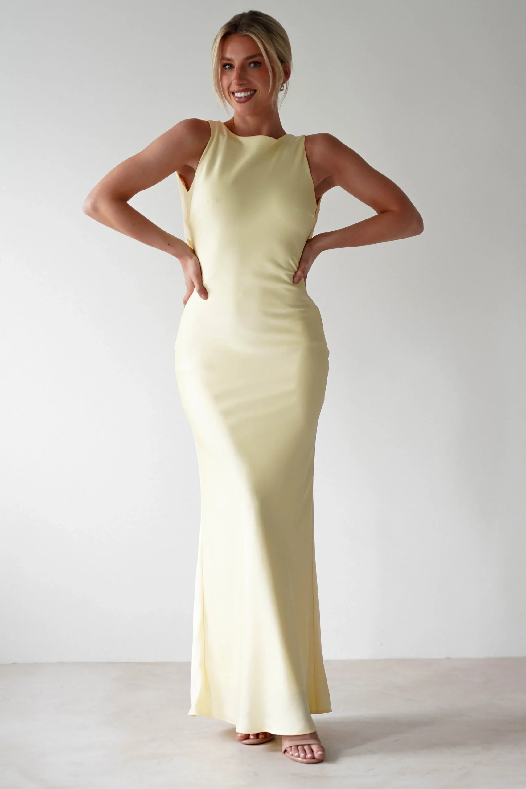 Sale Alanna Soft Matte Satin Maxi Dress | Yellow Lange Kleider|Maxikleider