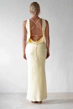 Sale Alanna Soft Matte Satin Maxi Dress | Yellow Lange Kleider|Maxikleider
