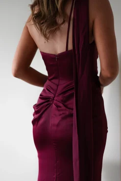 New Aletta Soft Satin Maxi Gown | Dark Wine Lange Kleider|Maxikleider