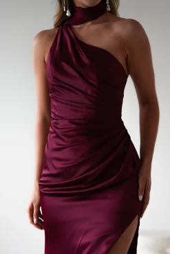 New Aletta Soft Satin Maxi Gown | Dark Wine Lange Kleider|Maxikleider