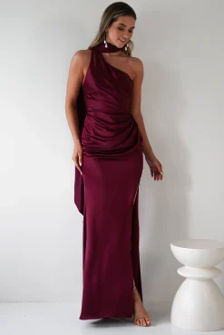 New Aletta Soft Satin Maxi Gown | Dark Wine Lange Kleider|Maxikleider