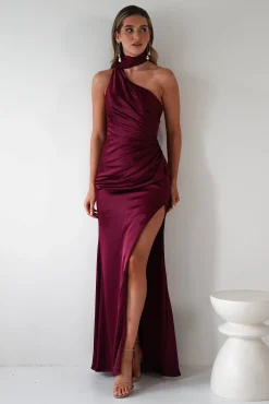 New Aletta Soft Satin Maxi Gown | Dark Wine Lange Kleider|Maxikleider