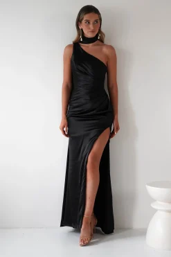 Discount Aletta Soft Satin Maxi Gown | Black Lange Kleider|Maxikleider