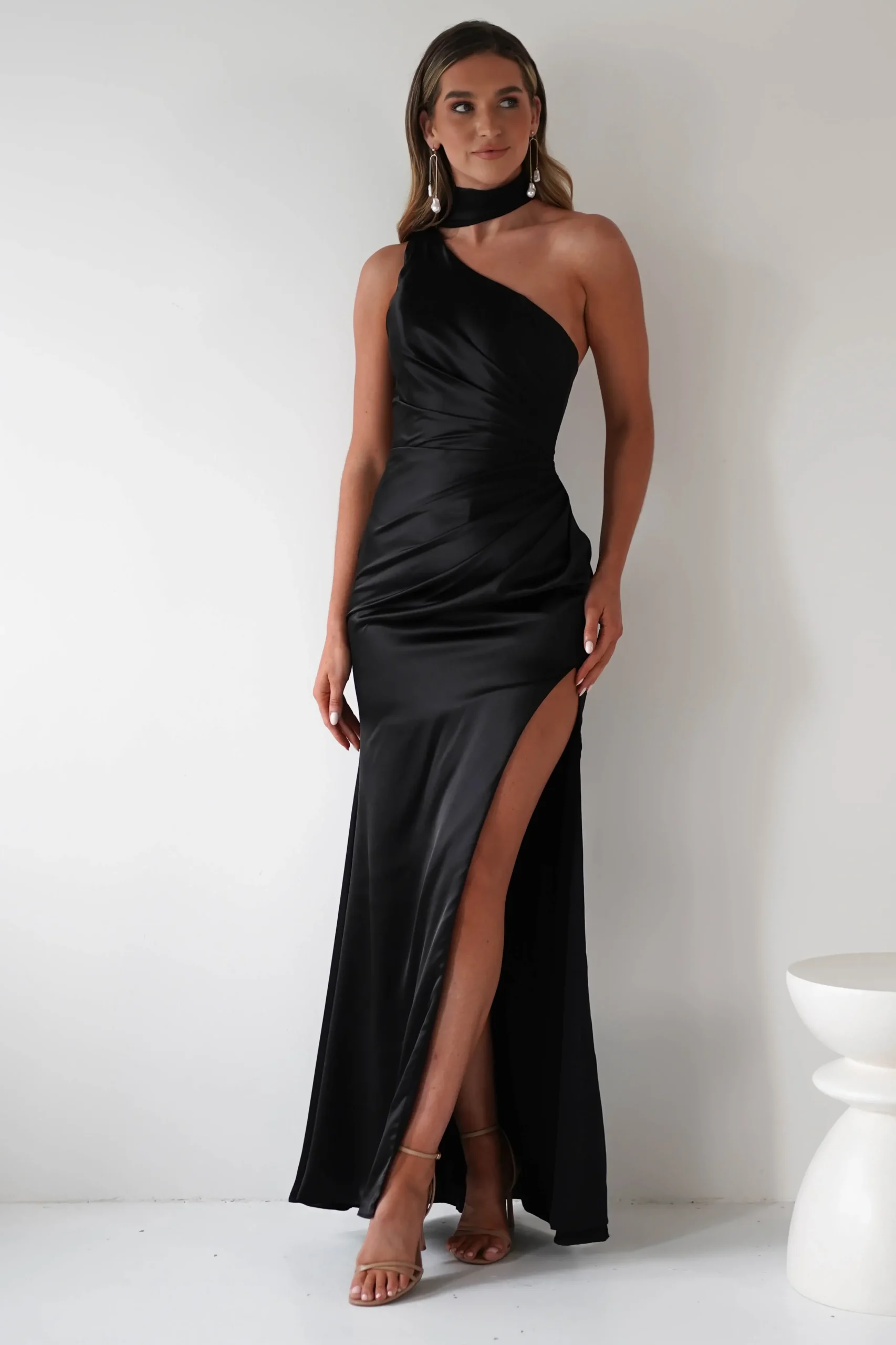 Discount Aletta Soft Satin Maxi Gown | Black Lange Kleider|Maxikleider