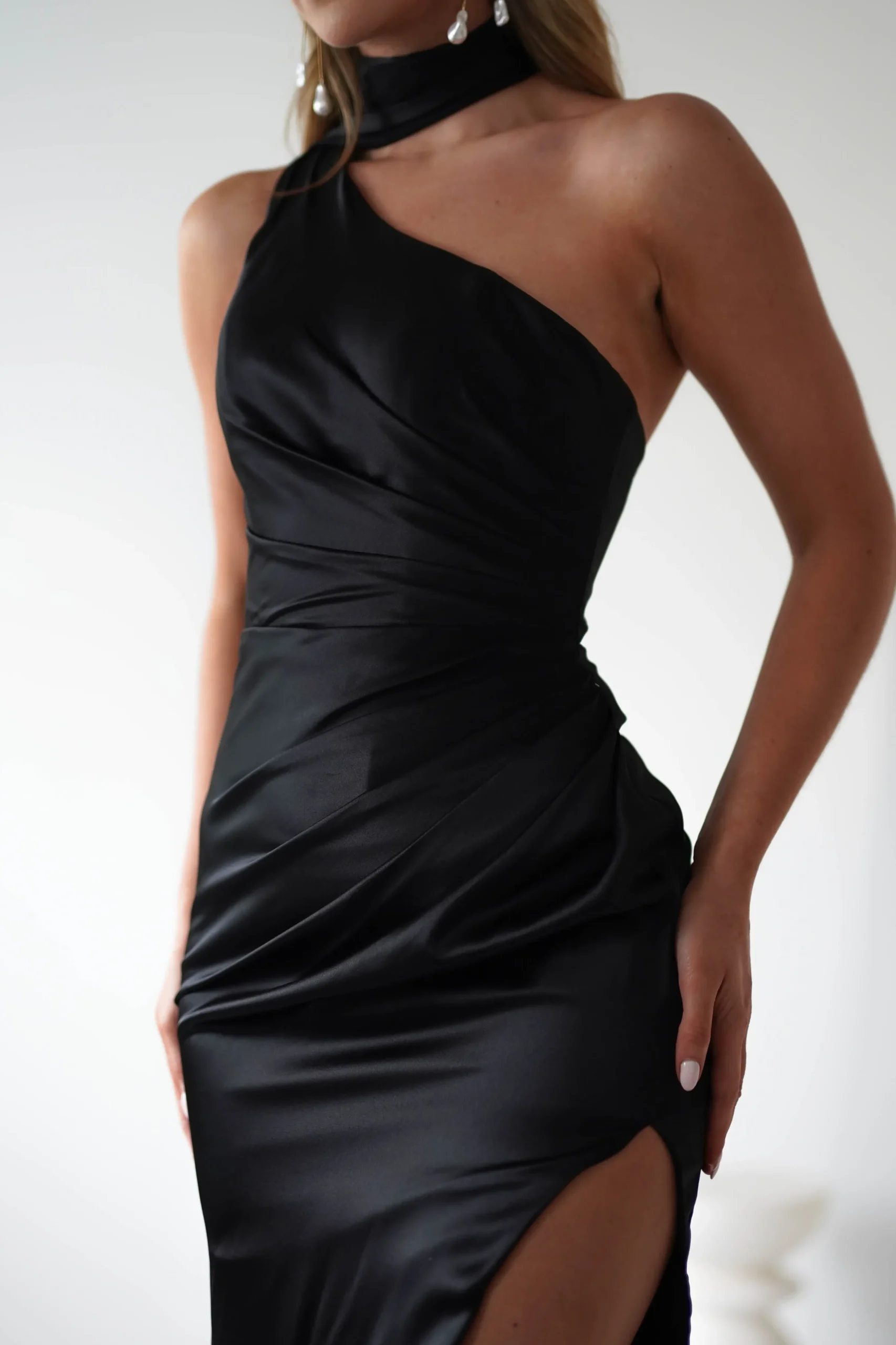 Discount Aletta Soft Satin Maxi Gown | Black Lange Kleider|Maxikleider