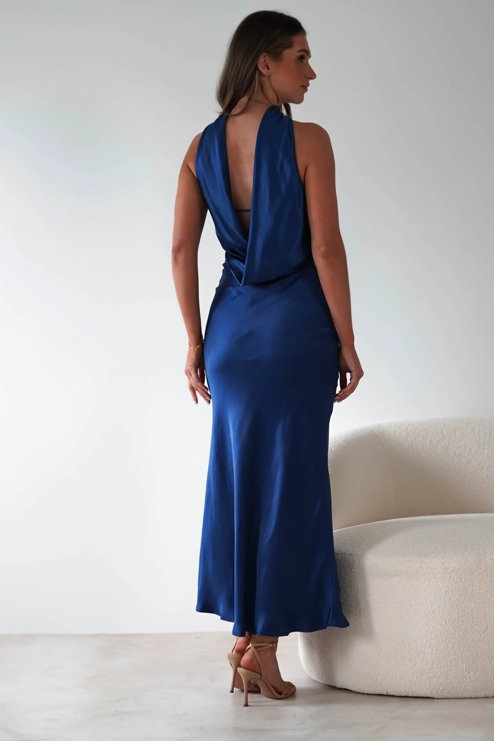 New Alice Soft Satin Maxi Dress | Navy Lange Kleider|Maxikleider