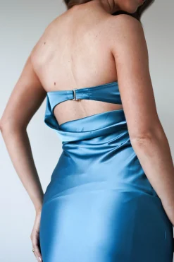New Allegra Gathered Midaxi Dress | Robin Blue Lange Kleider|Maxikleider