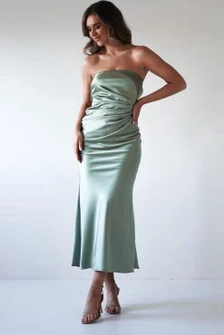 Online Allegra Gathered Midaxi Dress | Sage Lange Kleider|Maxikleider