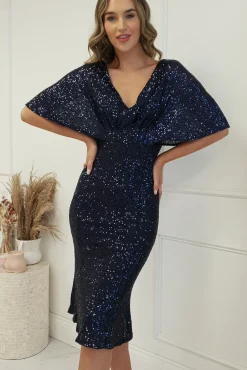 Sale Alvara Sequin Midi Dress | Navy Mittellange Kleider|Midi-kleider