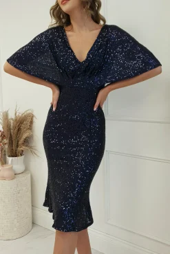 Sale Alvara Sequin Midi Dress | Navy Mittellange Kleider|Midi-kleider