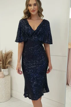 Sale Alvara Sequin Midi Dress | Navy Mittellange Kleider|Midi-kleider