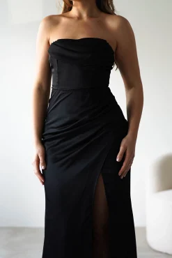 New Alyce Soft Satin Strapless Gown | Black Lange Kleider|Maxikleider