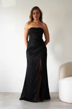 New Alyce Soft Satin Strapless Gown | Black Lange Kleider|Maxikleider