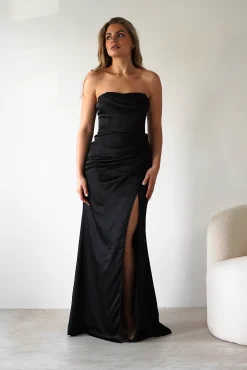 New Alyce Soft Satin Strapless Gown | Black Lange Kleider|Maxikleider