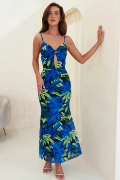 Clearance Amal Printed Bodycon Maxi | Mixed Print Lange Kleider|Maxikleider