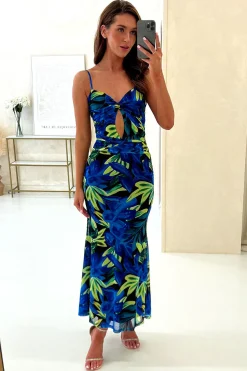 Clearance Amal Printed Bodycon Maxi | Mixed Print Lange Kleider|Maxikleider