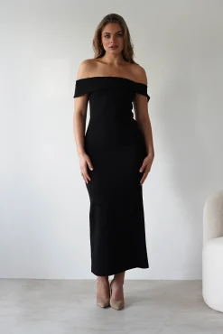 Outlet Amalthea Off the Shoulder Midaxi | Black Lange Kleider|Maxikleider