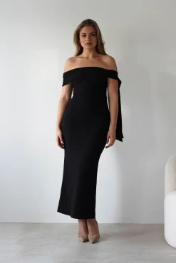 Outlet Amalthea Off the Shoulder Midaxi | Black Lange Kleider|Maxikleider