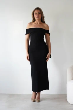 Outlet Amalthea Off the Shoulder Midaxi | Black Lange Kleider|Maxikleider