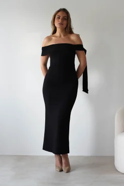Outlet Amalthea Off the Shoulder Midaxi | Black Lange Kleider|Maxikleider