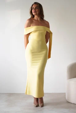 Outlet Amalthea Off the Shoulder Midaxi | Yellow Lange Kleider|Maxikleider