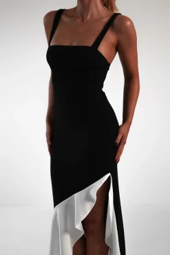 Fashion Amelia Contrast Maxi Dress | Black/White Lange Kleider|Maxikleider
