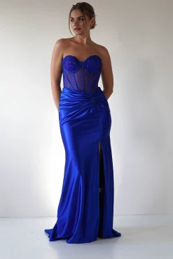 Hot Andrina Rhinestone Strapless Gown | Royal Blue Sommerkleider|Sommerkleider