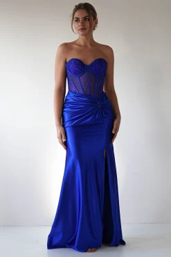 Hot Andrina Rhinestone Strapless Gown | Royal Blue Sommerkleider|Sommerkleider